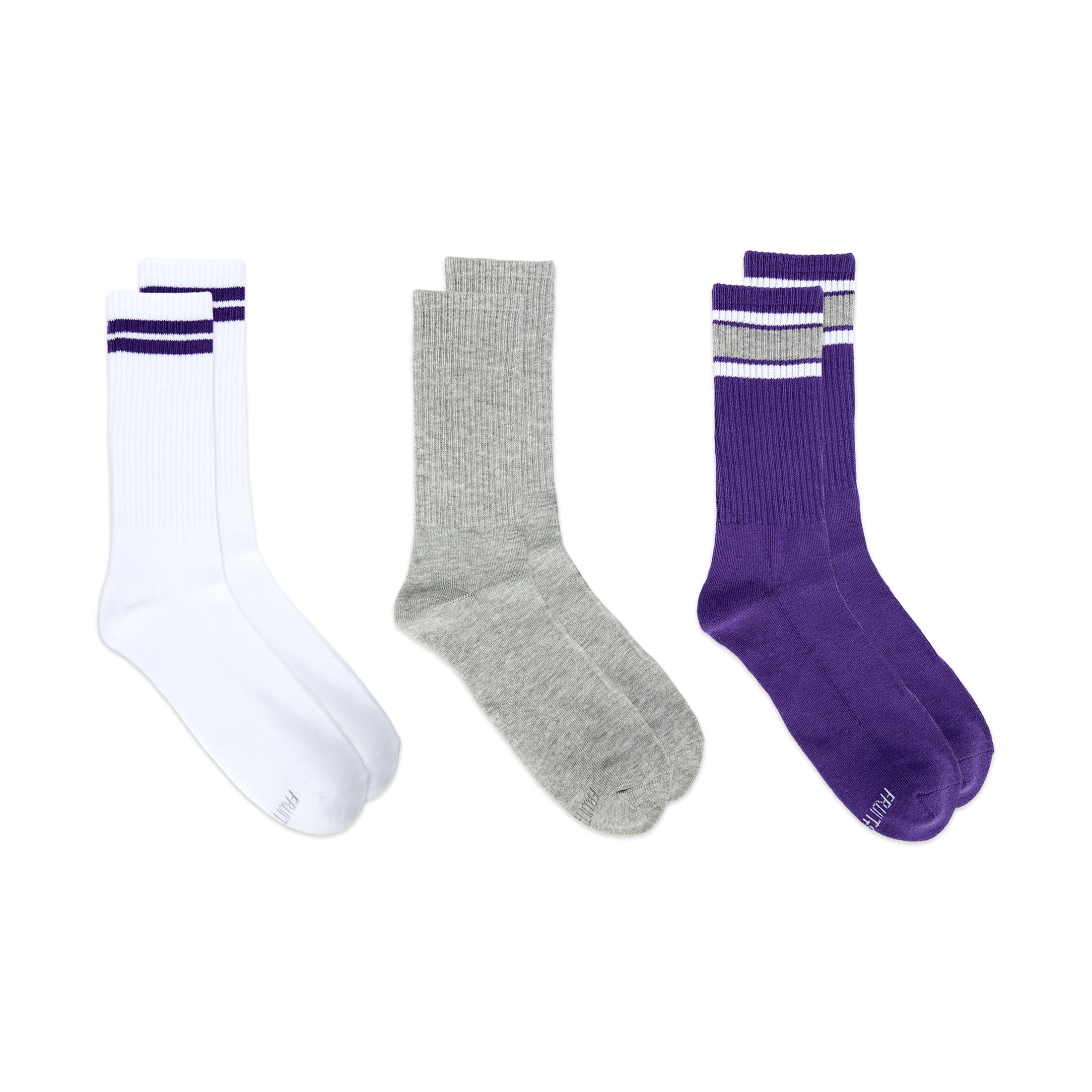 Fruit of the Loom Mens Gameday Crew Socks, 3-Pack, Sock Sizes 6-12
