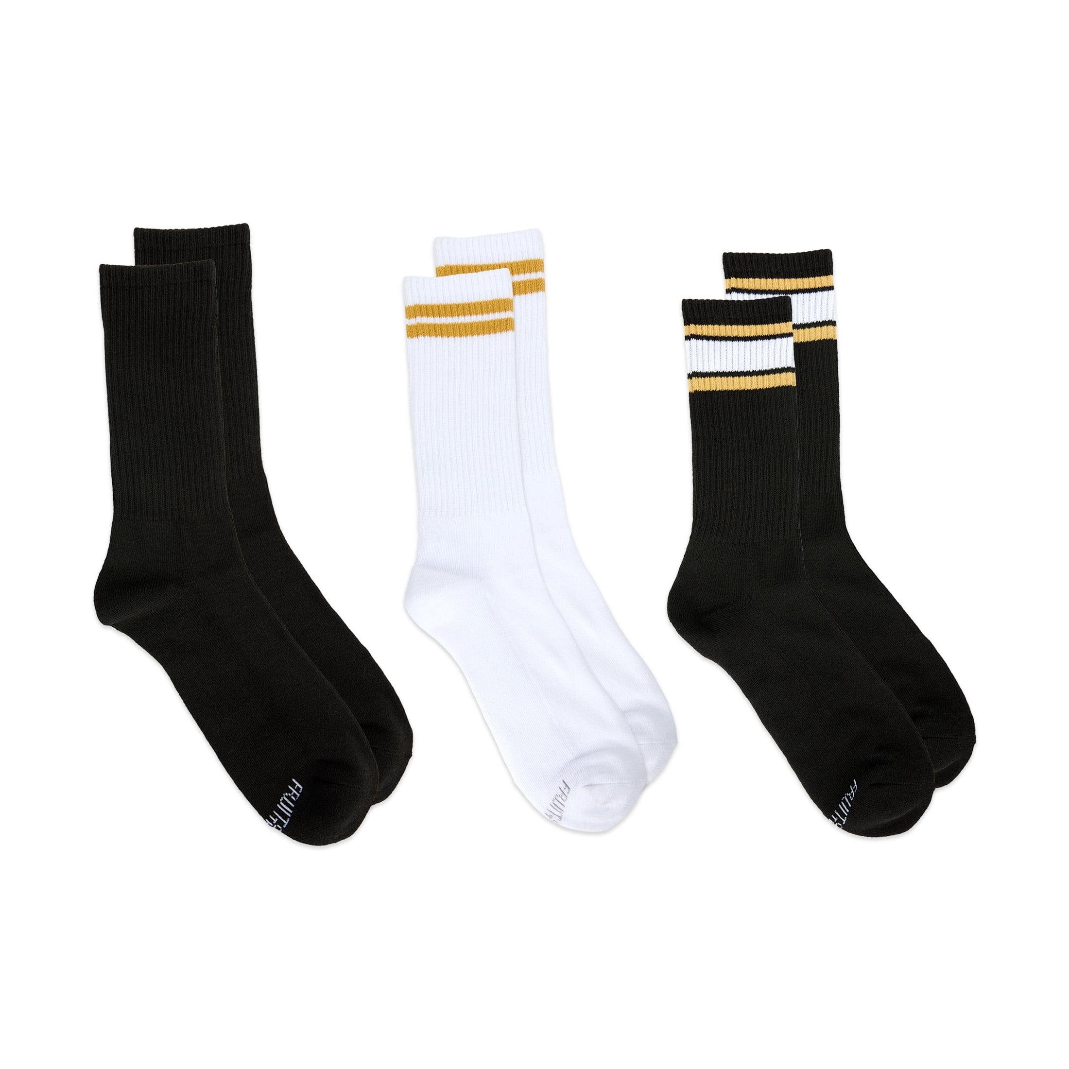Fruit of the Loom Mens Gameday Crew Socks, 3-Pack, Sock Sizes 6-12