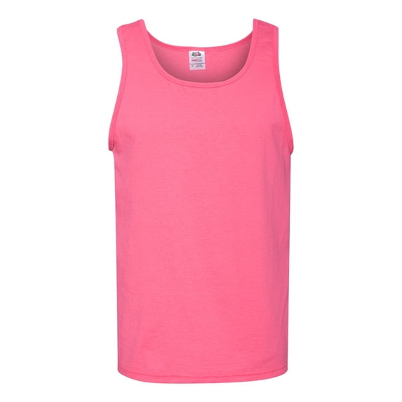 Fruit of the Loom Mens HD Cotton Tank Top 39TKR, S, Neon Pink