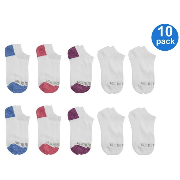 Fruit of the Loom No-Show Durable Solid Socks (Big Girls or Little Girls) 10 Pack