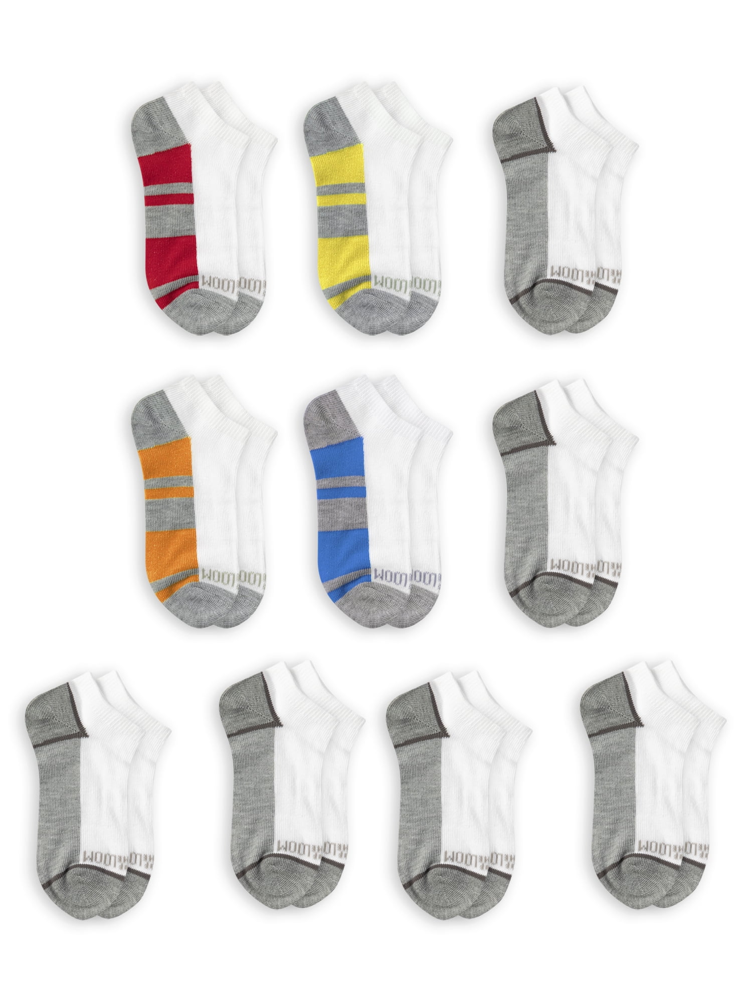 Fruit of the Loom No-Show Durable Solid Striped Socks (Big Boys or ...