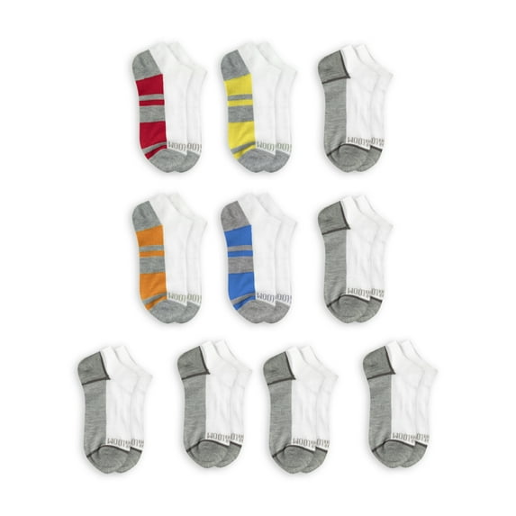 Fruit of the Loom No Show & Liner Socks (Big Boys or Little Boys), 10 Pack