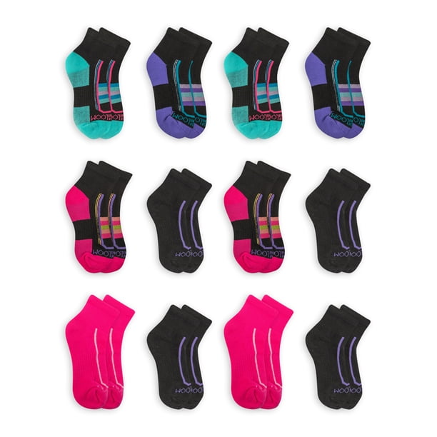 Fruit of the Loom No Show & Liner Socks (Big Girls or Little Girls), 12 Pack