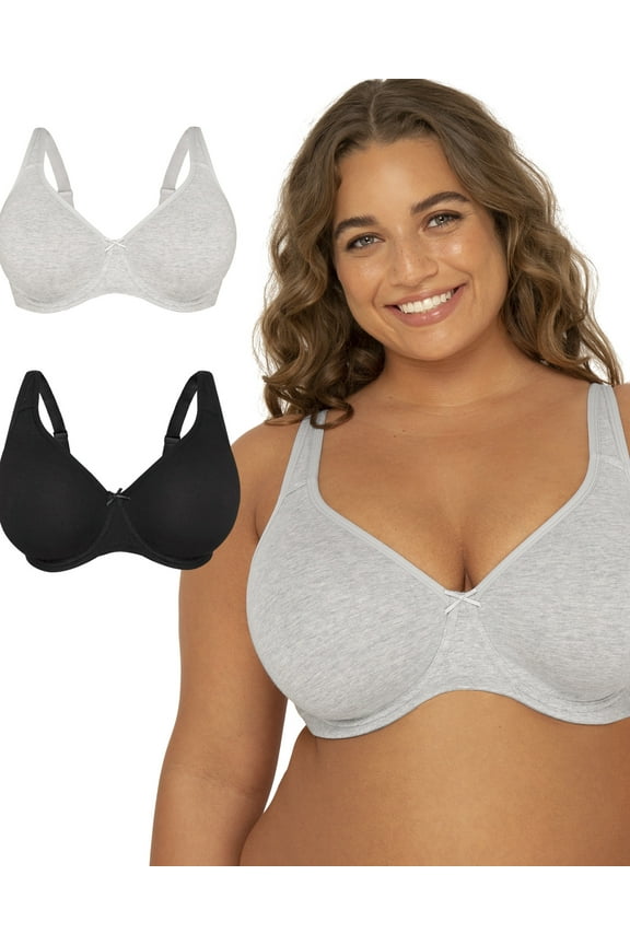 Women's Fit for Me Collection: 2-Pack Plus-Size Unlined Underwire Bra-Cotton Comfort & Pinch-Free Straps