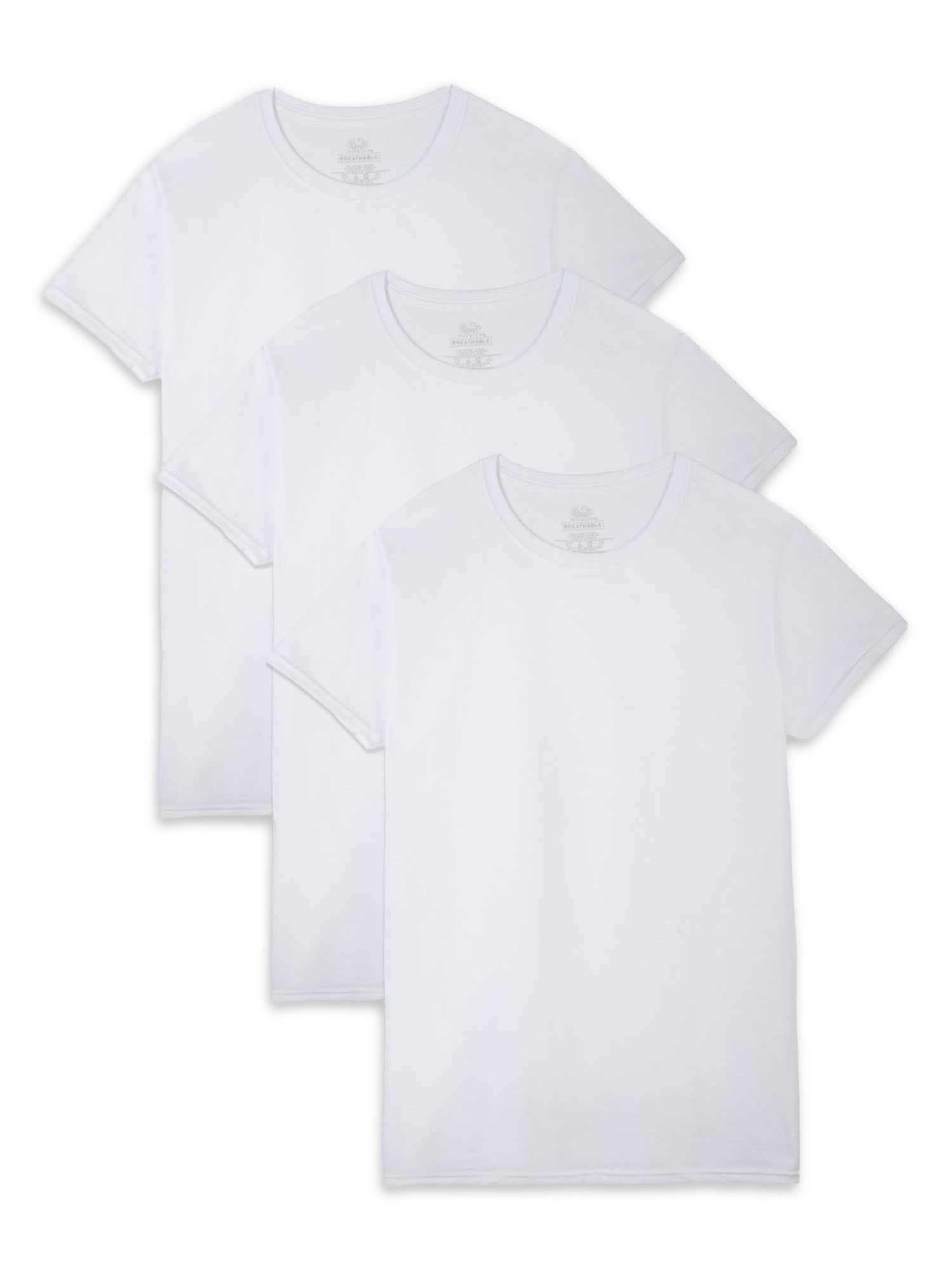 Fruit of the Loom Premium Big Men's Breathable Crew Undershirts, 3 Pack