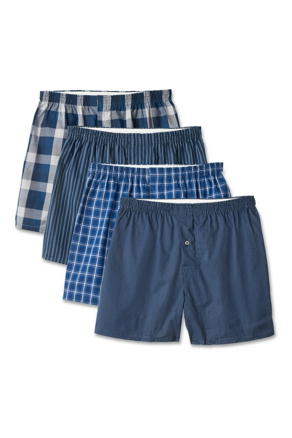 Premium Men's Woven Boxers, 4-Pack