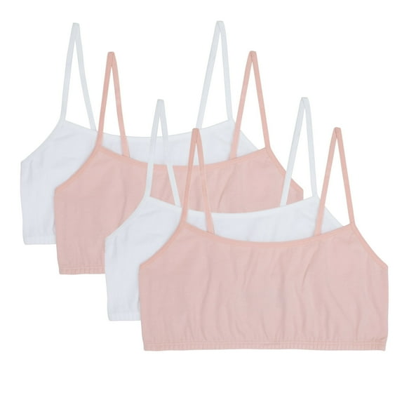 Fruit of the Loom Pull Over Girls Cotton Training Bralette Bra 4-Pack, Sizes 28-38