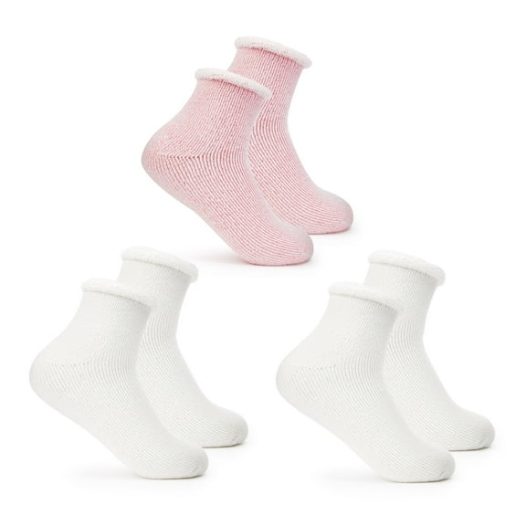 Fruit of the Loom Relaxing Comfort Quarter Crew Socks for Women, Pink, Sizes 4-10 (3-Pack)