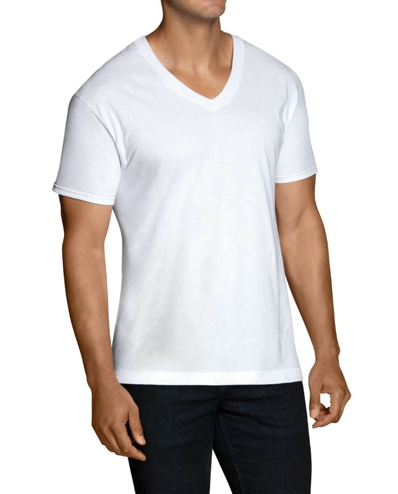 Fruit of the Loom SELECT Men's V-Neck T-Shirt 2XL " 100% Cotton & EVERSOFT"  2-PACKS