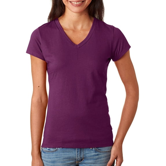 Fruit of the Loom SFJV Womens Junior Fit V Neck T-Shirt -Wild Plum-S