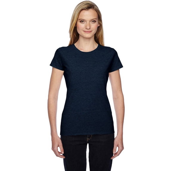 Fruit of the Loom SSFJR Ladies Cotton CreT-Shirt -Indigo Heather-XXX-L