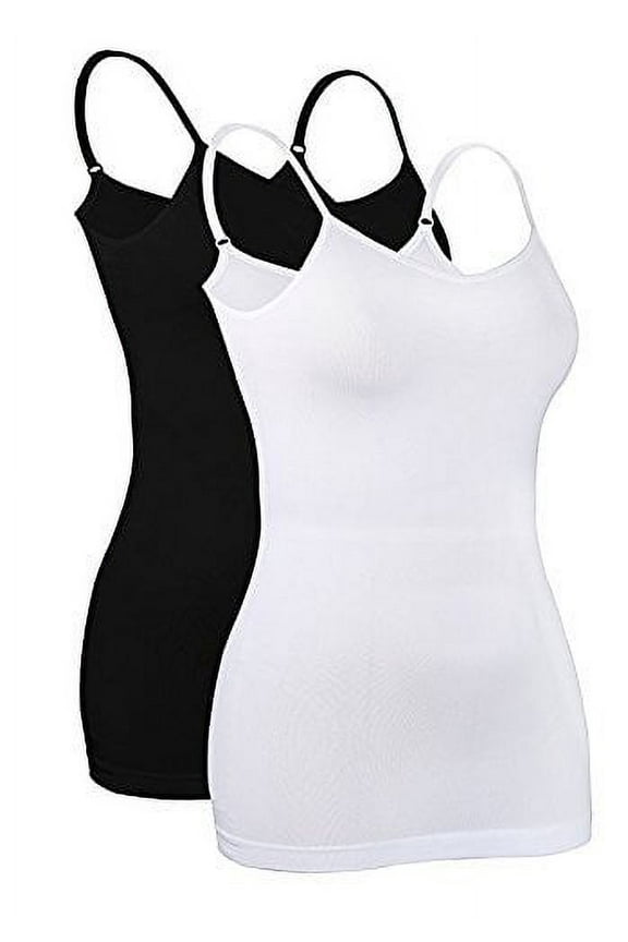 Select Ladies Cotton Stretch Spin Camis 6-pack Black And White Spandex Small
