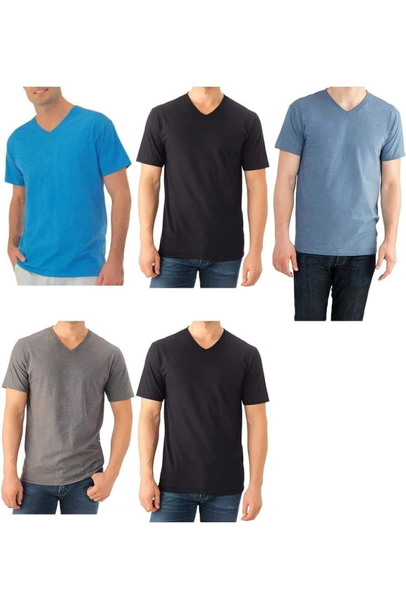 Select Men's V-Neck T-Shirts, Classic Fit, Tagless, 5-Pack (Small)