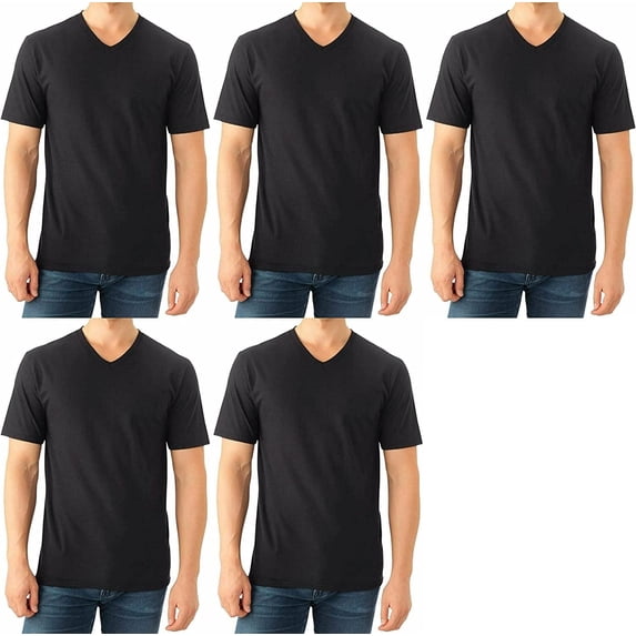 Fruit of the Loom Select Men's V-Neck T-Shirts Classic Fit Wicks Moisture Tagless 5-Pack Black Small