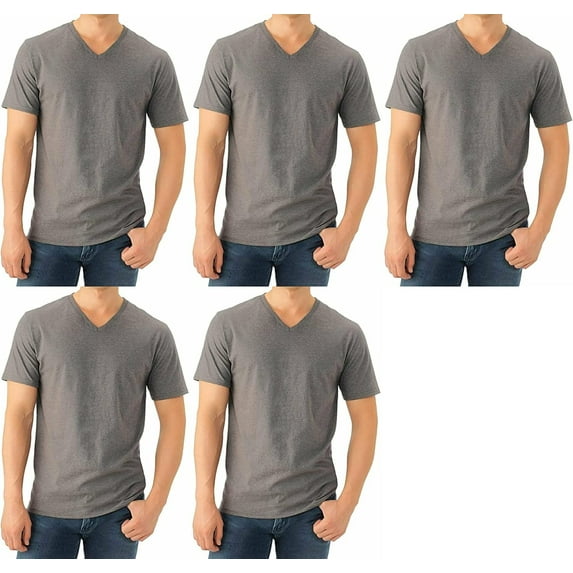 Fruit of the Loom Select Men's V-Neck T-Shirts Classic Fit Wicks Moisture Tagless 5-Pack Charcoal 2X-Large