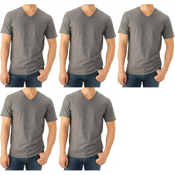 Fruit of the Loom Select Men's V-Neck T-Shirts Classic Fit Wicks Moisture Tagless 5-Pack Charcoal Large