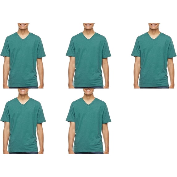 Fruit of the Loom Select Men's V-Neck T-Shirts Classic Fit Wicks Moisture Tagless 5-Pack Deep Teal 2X-Large