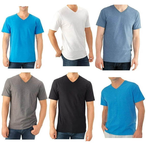 Fruit of the Loom Select Men's V-Neck T-Shirts Classic Fit Wicks Moisture Tagless Random 6-Pack
