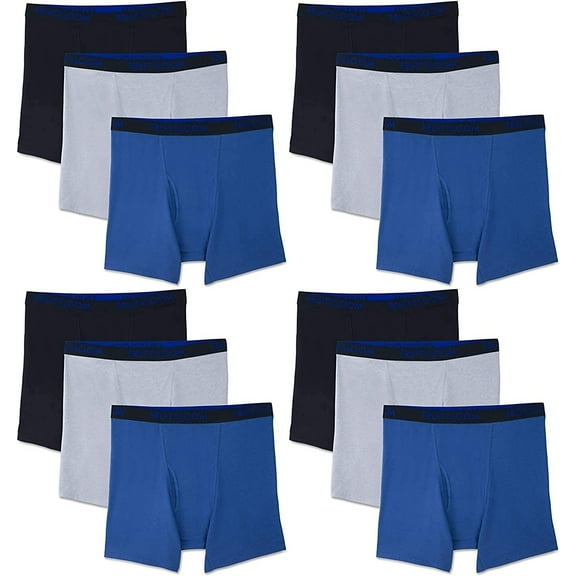 Fruit of the Loom Signature Men's Boxer Briefs Micro Mesh Cooling Cotton Breathable 12 Pack