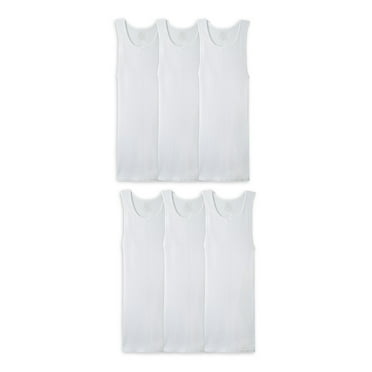 Fruit of the Loom Sleeveless Tank Round Neck Modern Fit Undershirt (Men's or Men's Big & Tall), 6 Pack