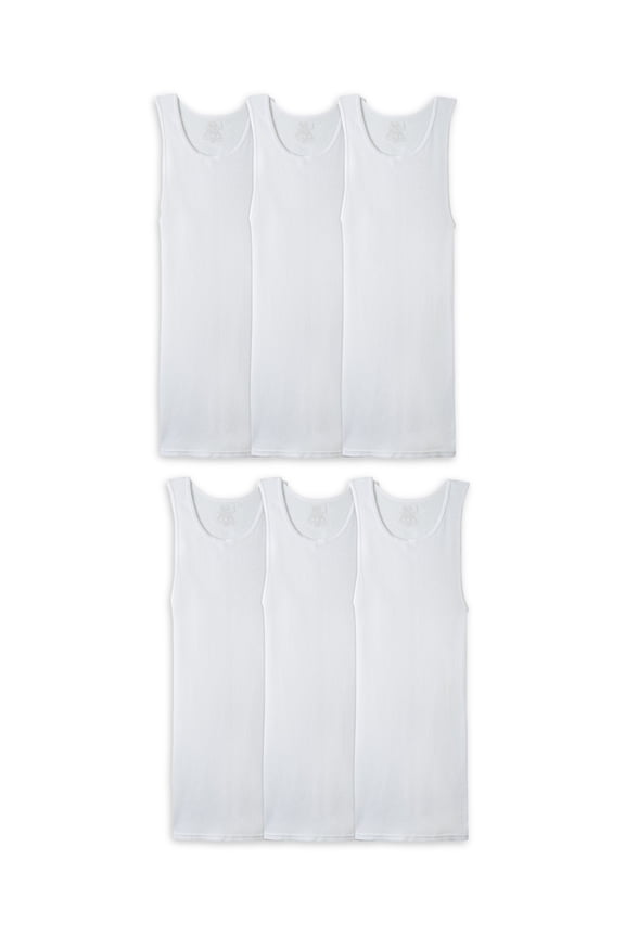 Sleeveless Tank Round Neck Modern Fit Undershirt (Men's or Men's Big & Tall), 6 Pack