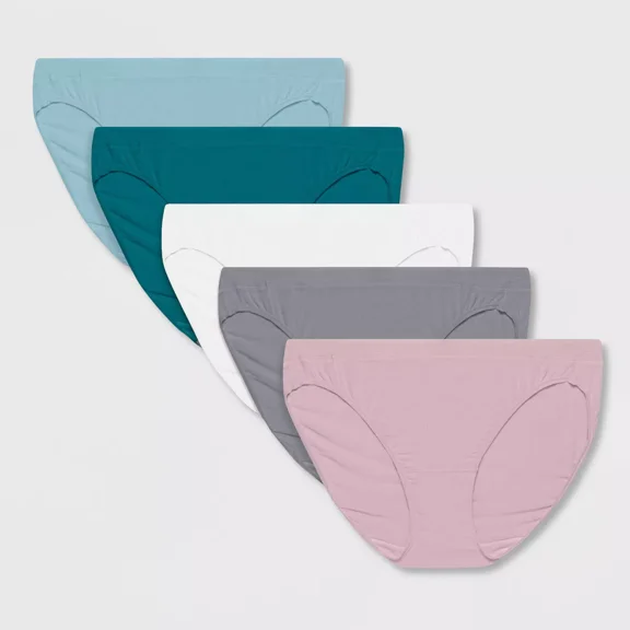 Fruit of the Loom Soft Ribbed Stretch Bikini Underwear Size 8, 5 Pack, Assorted (Women's)