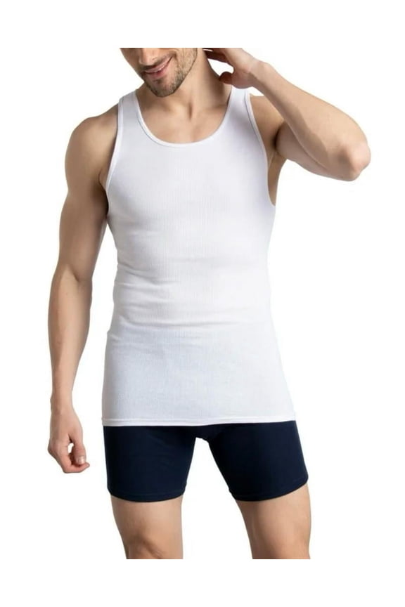 Tall Men's Tank Eversoft A-Shirt Longer Length 3 Pack, White, XX-Large (Pack of 3) 2XLTG
