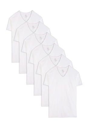 Men’s Cotton V‑Neck Undershirts, White or Black/Gray, Multi‑Pack, Regular & Tall Sizes