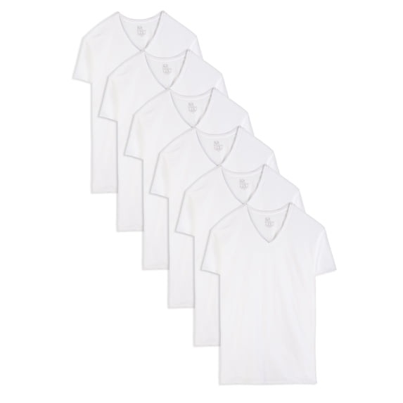 Fruit of the Loom Men’s Cotton V‑Neck Undershirts, White or Black/Gray, Multi‑Pack, Regular & Tall Sizes