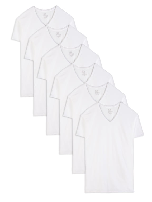 Men’s Cotton V‑Neck Undershirts, White or Black/Gray, Multi‑Pack, Regular & Tall Sizes
