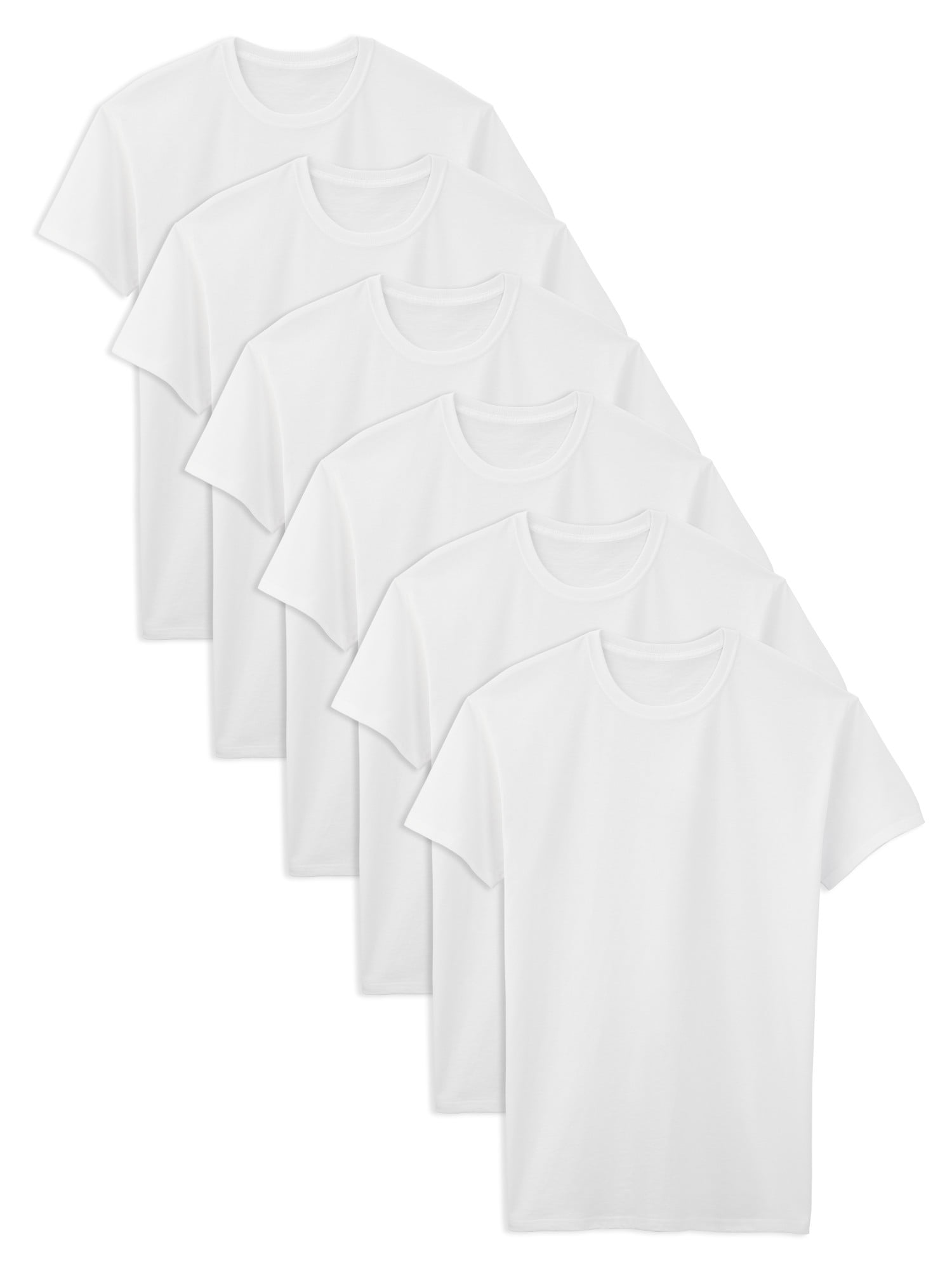 Fruit of the Loom Tall Men's White Crew Undershirts, 6 Pack, Sizes LT