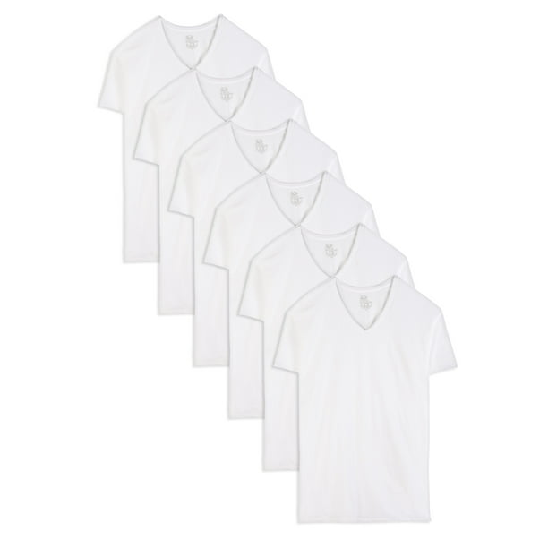 Fruit of the Loom Tall Men's White VNeck Undershirts, 6 Pack, Sizes LT
