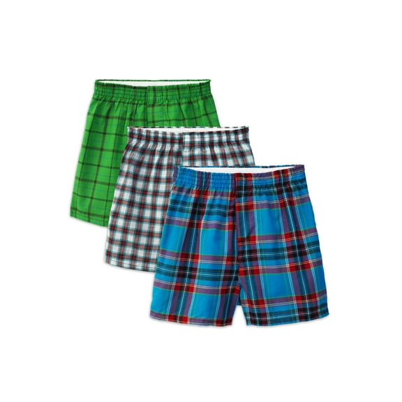 Fruit of the Loom Tartan Plaid Woven Boxers, 3 Pack (Little Boys & Big Boys)