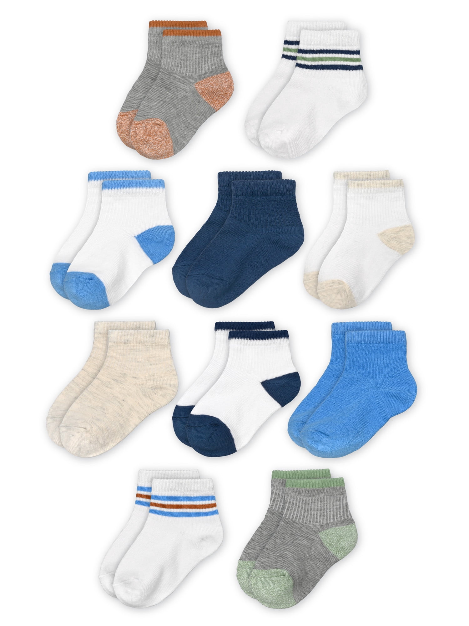 Fruit of the Loom Toddler Ankle Socks, 10- Pack, Size 6M-5T