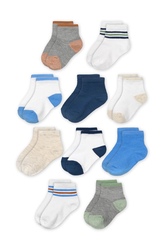 Toddler Ankle Socks, 10- Pack, Size 6M-5T