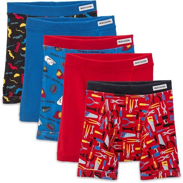 Fruit of the Loom Toddler Boy Boxer Briefs, 5 Pack, Sizes 2T5T