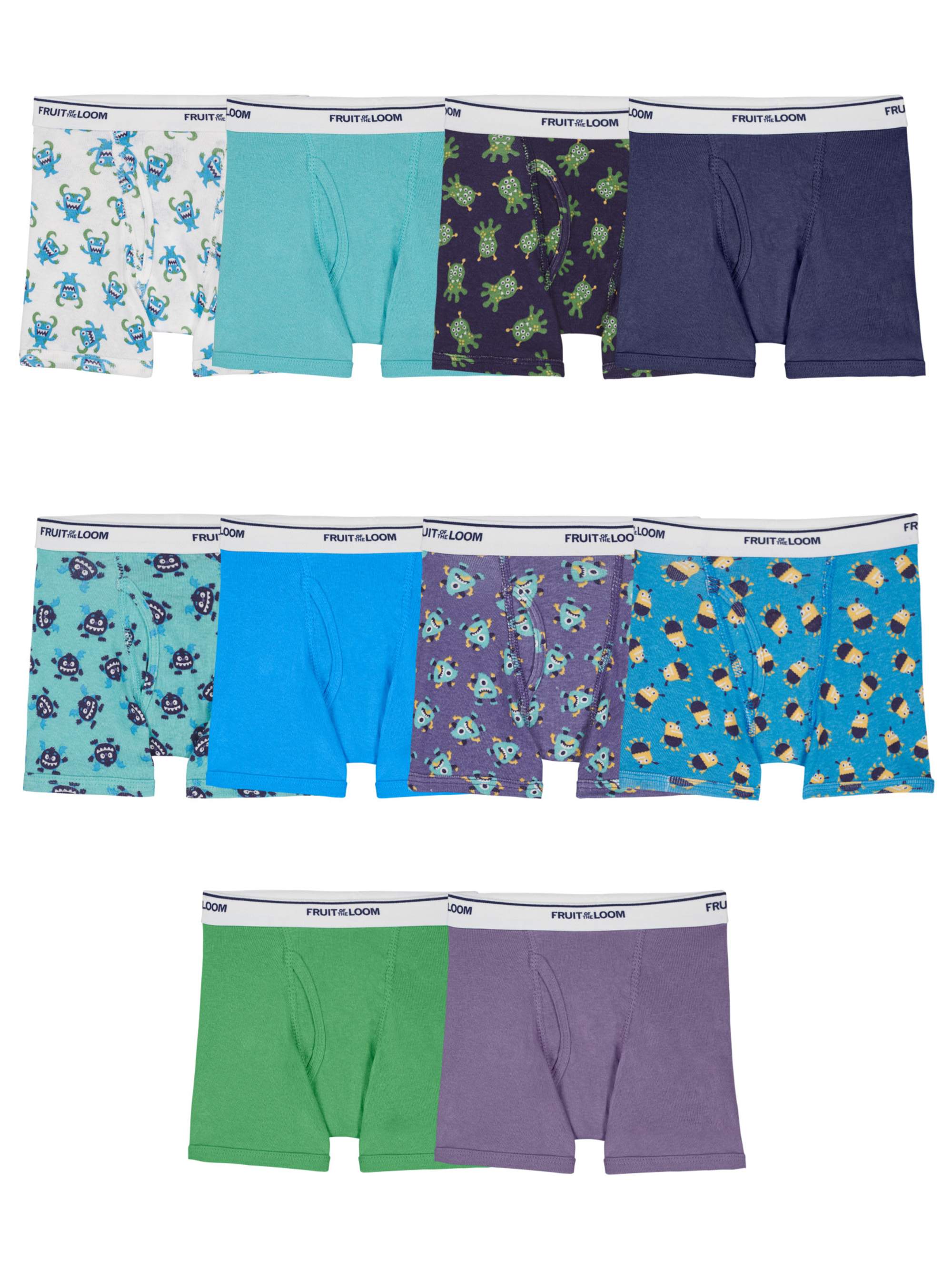 Fruit Of The Loom Boxer Briefs Bambini 2-7 Anni – Pacco Da 5, Vita Coperta, Stampe E Colori Assortiti, Taglia 2T/3T (per 2-3 Anni)