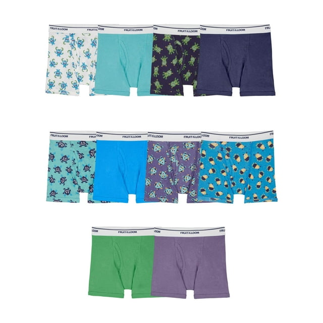 Fruit of the Loom Toddler Boy Cotton Boxer Briefs, 10 Pack, Sizes 2T5T