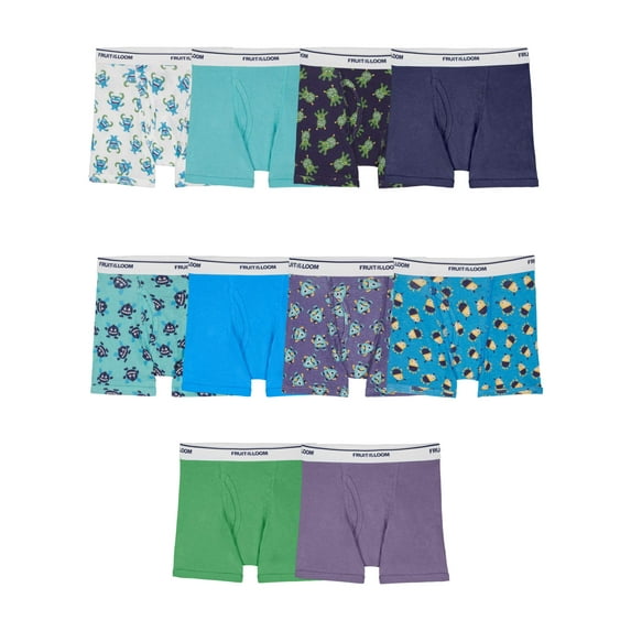 Fruit of the Loom Toddler Boy Cotton Boxer Briefs, 10 Pack, Sizes 2T-5T