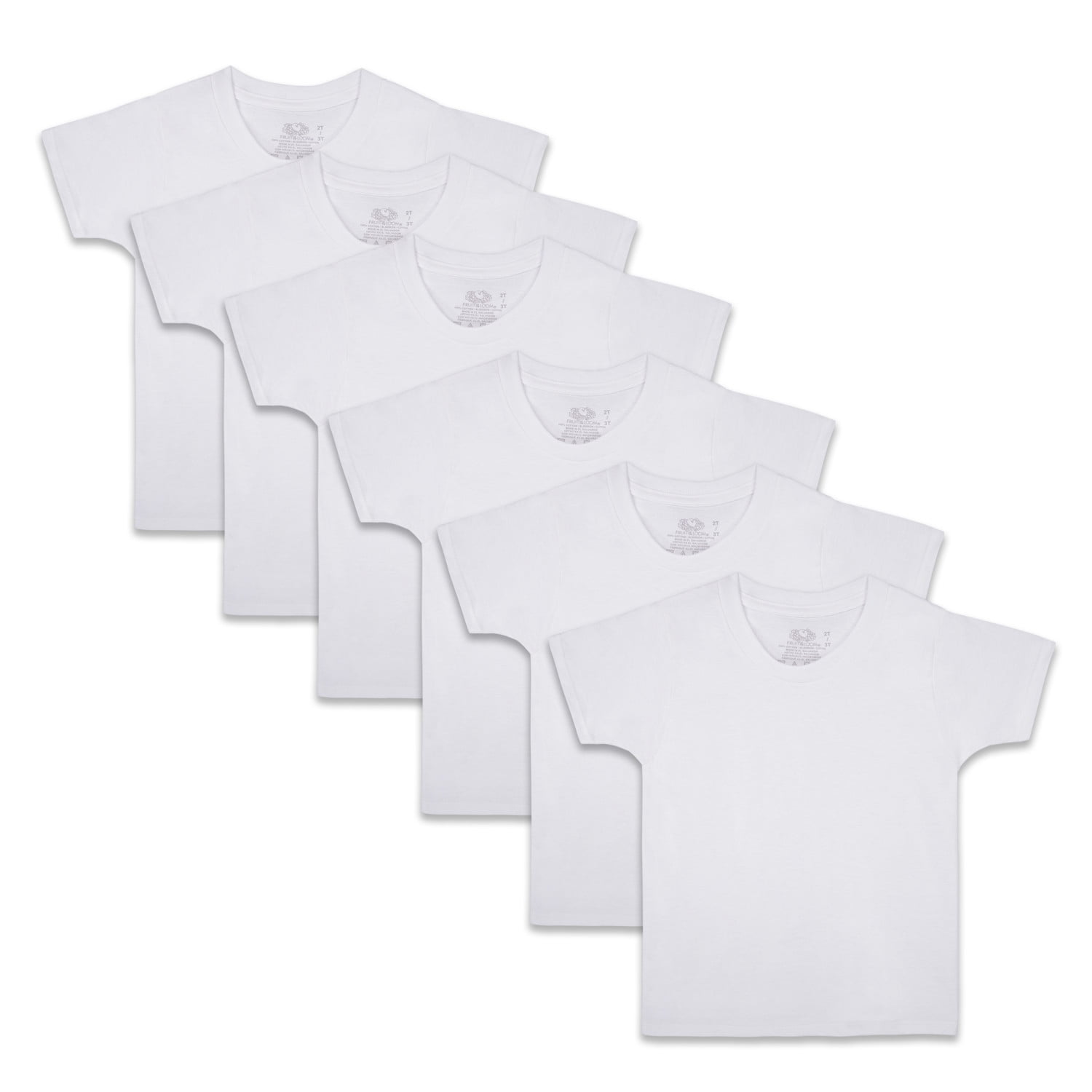 Fruit of the Loom Toddler Boy Crew Undershirts, 6 Pack, Sizes 2T5T