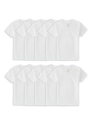 Hanes Boys Eco White Crew Undershirts, 10 Pack, Sizes S - XL 