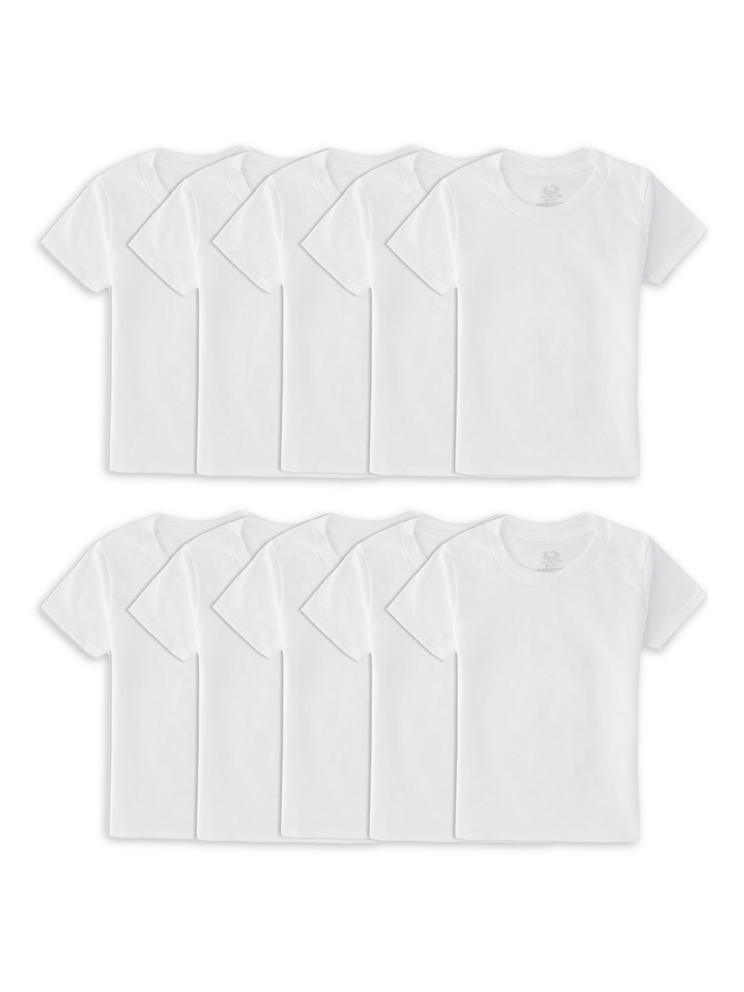 Fruit of the Loom Toddler Boy EverSoft Crew Undershirts, 10 Pack, Sizes