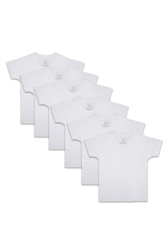 Toddler Boy White Crew Undershirts, 6 Pack, Sizes 2T-5T