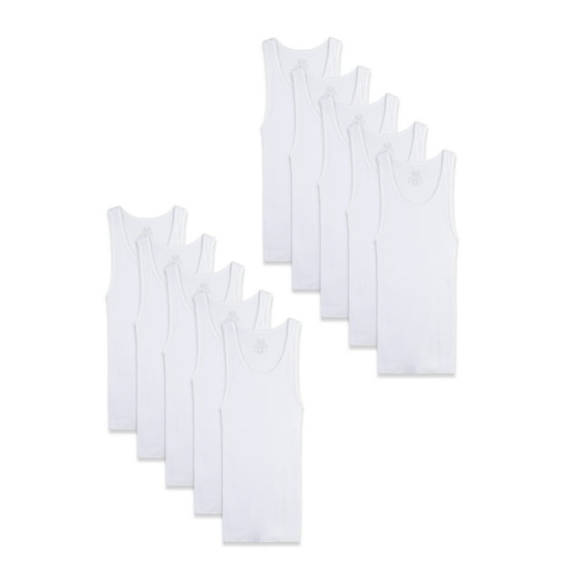 Fruit of the Loom Toddler Boy White Tank Top Undershirts, 10 Pack
