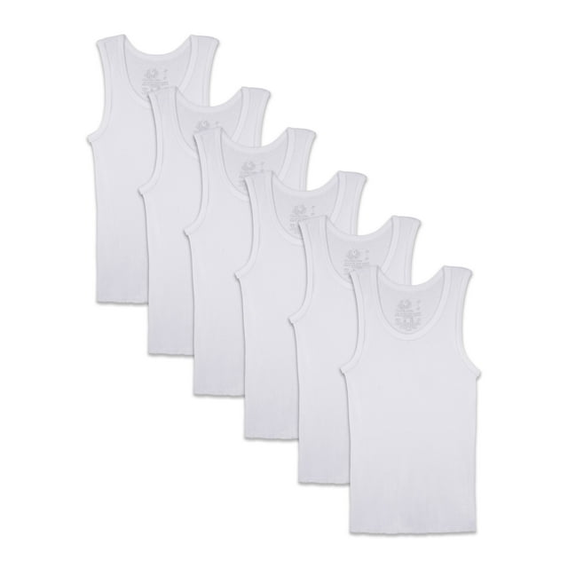 Fruit of the Loom Toddler Boy White Tank Top Undershirts, 6 Pack, Sizes 2T5T