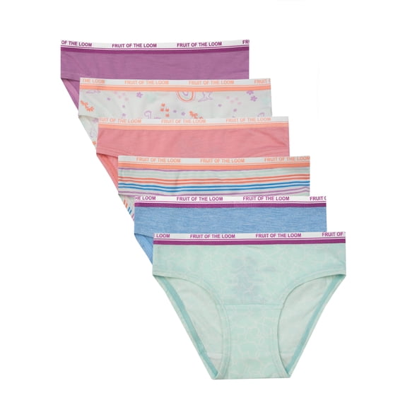 Fruit of the Loom Toddler Girl 360 Stretch True Comfort Super Soft Modal Hipster Underwear, 6 Pack, Sizes 2T/3T