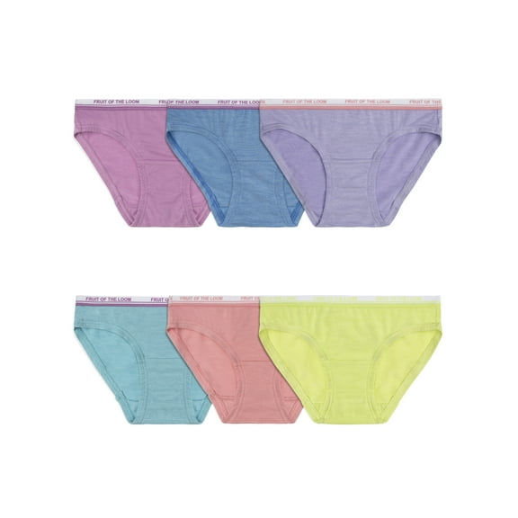 Fruit of the Loom Toddler Girl 360 Stretch True Comfort Super Soft Modal Hipster Underwear, 6 Pack, Sizes 2T-5T