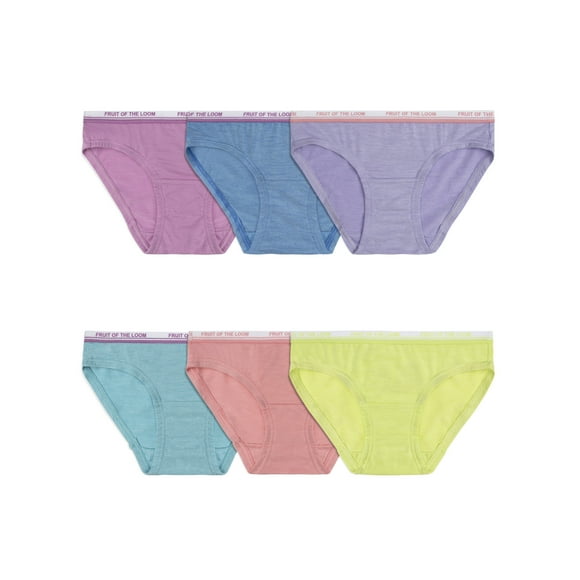 Fruit of the Loom Toddler Girl 360 Stretch True Comfort Super Soft Modal Hipster Underwear, 6 Pack, Sizes 2T-5T