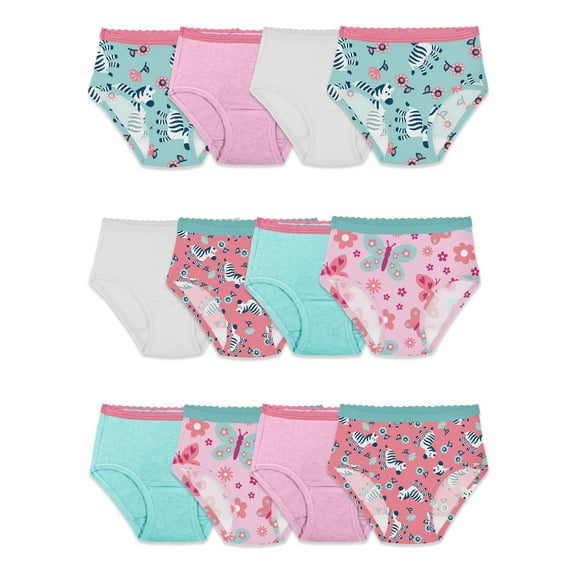 Fruit of the Loom Toddler Girl Cotton Brief Underwear, 12 Pack, Sizes 2T-5T