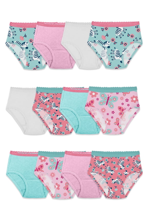 Toddler Girl Cotton Brief Underwear, 12 Pack, Sizes 2T-5T